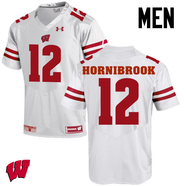 Wisconsin Badgers Men's #12 Alex Hornibrook NCAA Under Armour Authentic White College Stitched Football Jersey NU40G36HV